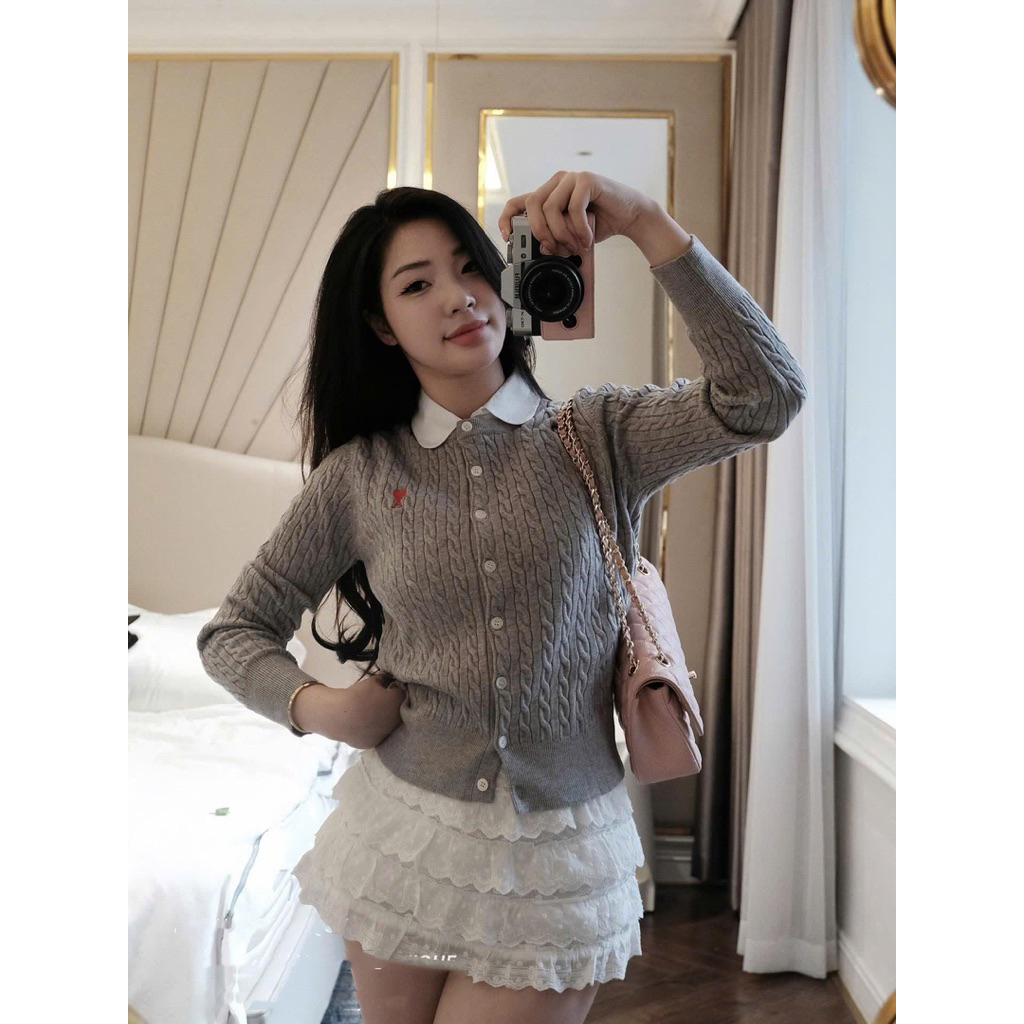 (HÀNG QC L1 Sẵn) Áo len cardigan lông thỏ mềm mịn thêu TIM ĐỎ phù hợp cho mùa đông noel lễ tết | BigBuy360 - bigbuy360.vn