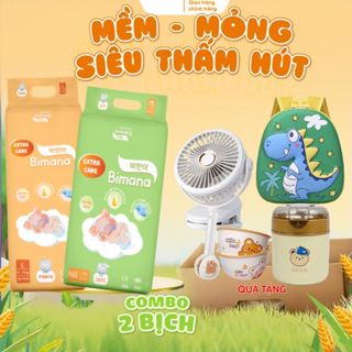   TẶNG 1  COMBO 2 BỊCH TÃ BỈM BIMANA EXTRA CARE mỏng thoáng thoải mái thấm tốt đủ size 