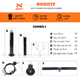  Bộ Dây Cáp Ròng Rọc Kèm Xô Ngắn Tiêu Chuẩn Tập Gym Phụ Kiện Kéo Cáp Tập Xô Lưng Tay Vai  Combo 5  