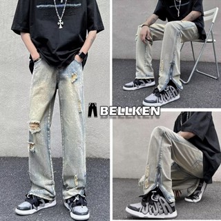 Quần Bò Ống Rộng Quần jean nam ống rộng rách gối Thiết Kế Phong, Quần bò nam Form xuông hottrend phong cách streetwear
