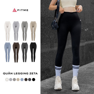 Quần tập gym yoga legging nữ cạp cao Fitme Zeta vải 2 lớp nâng v3 tôn dáng cao cấp QDZT