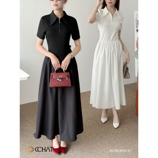 Đầm Nữ CCHAT Dáng Xòe Phối Pony Chất Liệu Thun Co Giãn Cao Cấp 15VNC8007XT