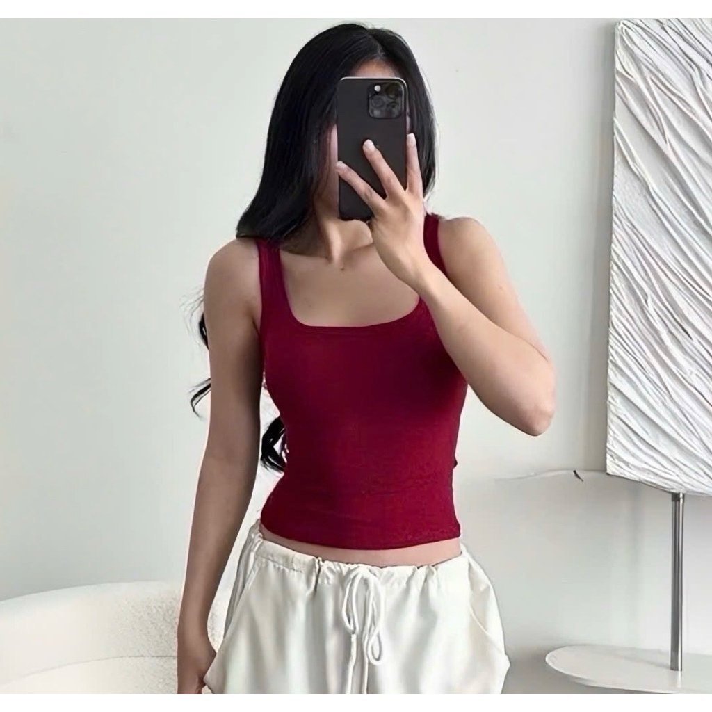 Áo thun nữ ba lỗ cổ chữ U Bigsize 55-85kg trơn có mút cố định tôn V1 AT9026 | BigBuy360 - bigbuy360.vn