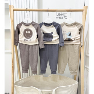 Anmina - Bộ dài tay thun giãn mềm mại Raglan in hình AMI0458