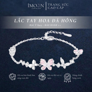  Lắc tay nữ hoa 4 lá phong thủy Vòng tay nữ titan sang chảnh quyến rũ IMOON064 