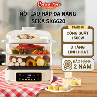 Nồi hấp điện kèm lẩu SEKA SK6620 đa năng 3 tầng, dung tích 24L cực kỳ tiện lợi, công suất lớn 1500W, tháo rời dễ vệ sinh