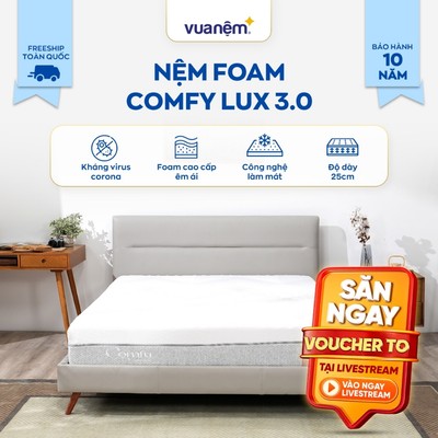 [ĐƠN 10TR TẶNG 1 BỘ CHĂN BÉ] Nệm Foam Comfy Lux 3.0 - Đệm foam cao cấp, Nệm foam vỏ áo nệm làm mát
