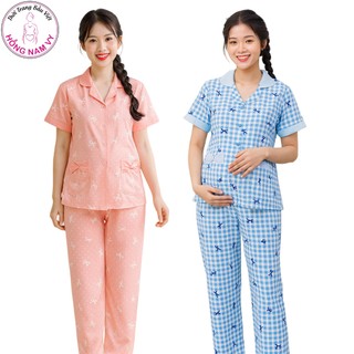 Đồ bộ bầu và sau sinh HỒNG NAM VY Pizama tay ngắn quần dài lụa mịn mát 