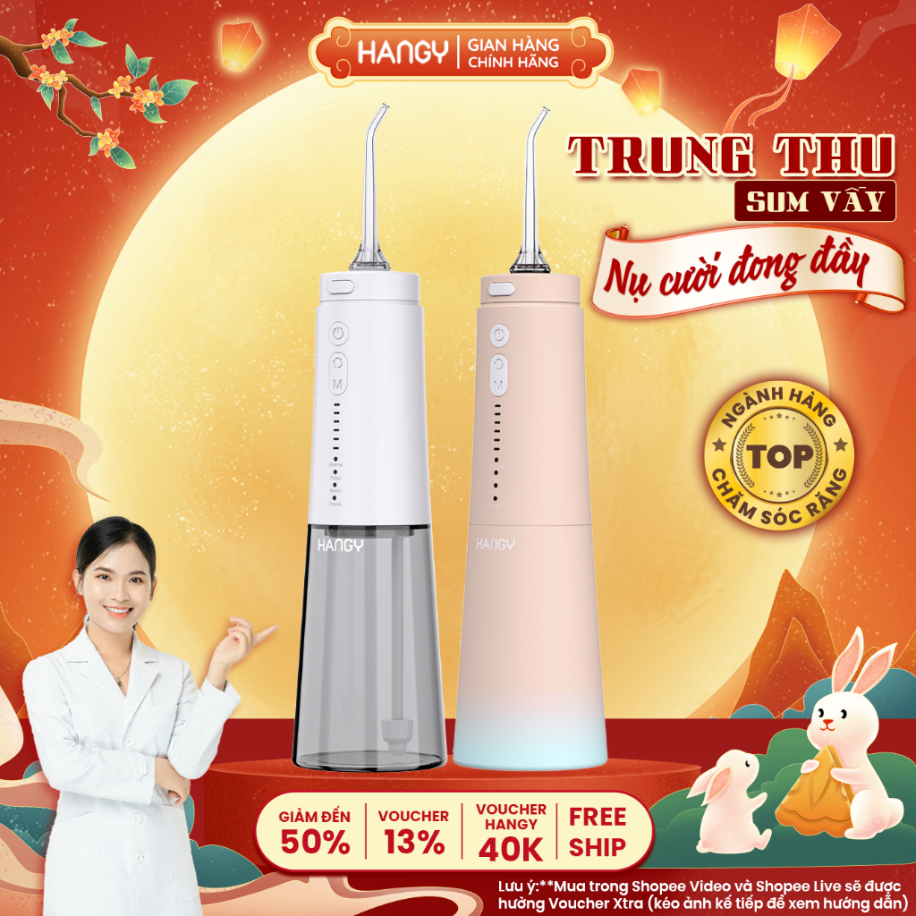 Tăm Nước Hangy Thế Hệ Mới Hg23 Nâng Cấp Và Hf2 Cầm Tay Hangy [ Tặng Kèm Củ Sạc]