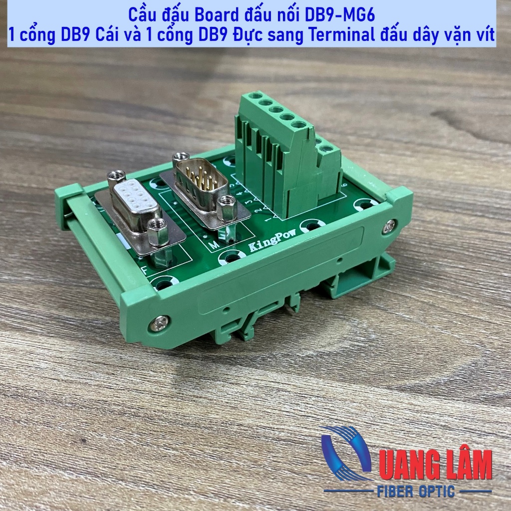 Cầu đấu Board đấu nối 1 cổng DB9 Cái và 1 cổng DB9 Đực sang Terminal đấu dây vặn vít DB9-MG6