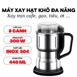 Máy xay hạt khô, xay bột, gia vị cà phê đa năng, Hàng 8 lưỡi dao cực bén, chất liệu cối cao cấp