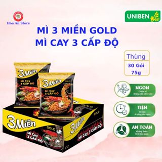  Mì 3 MIỀN GOLD MÌ CAY 3 CẤP ĐỘ   Thùng 30 gói x 75g  