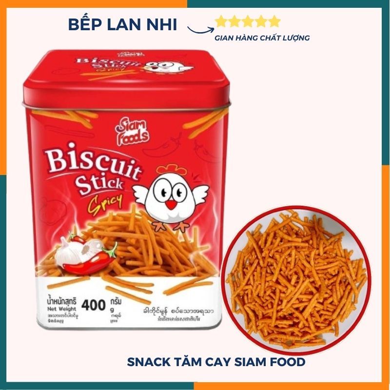 Bim bim Que Cay Siam Food Thái Lan Hộp Thiếc 400g - Snack Bánh Que Vị Cay Thái Lan