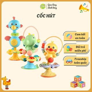 Đồ Chơi Cốc Hút Lục Lạc Động Vật Ahihi Để Bàn Cho Bé Ăn Dặm - Vịt Vàng Tương Tác Cùng Bé