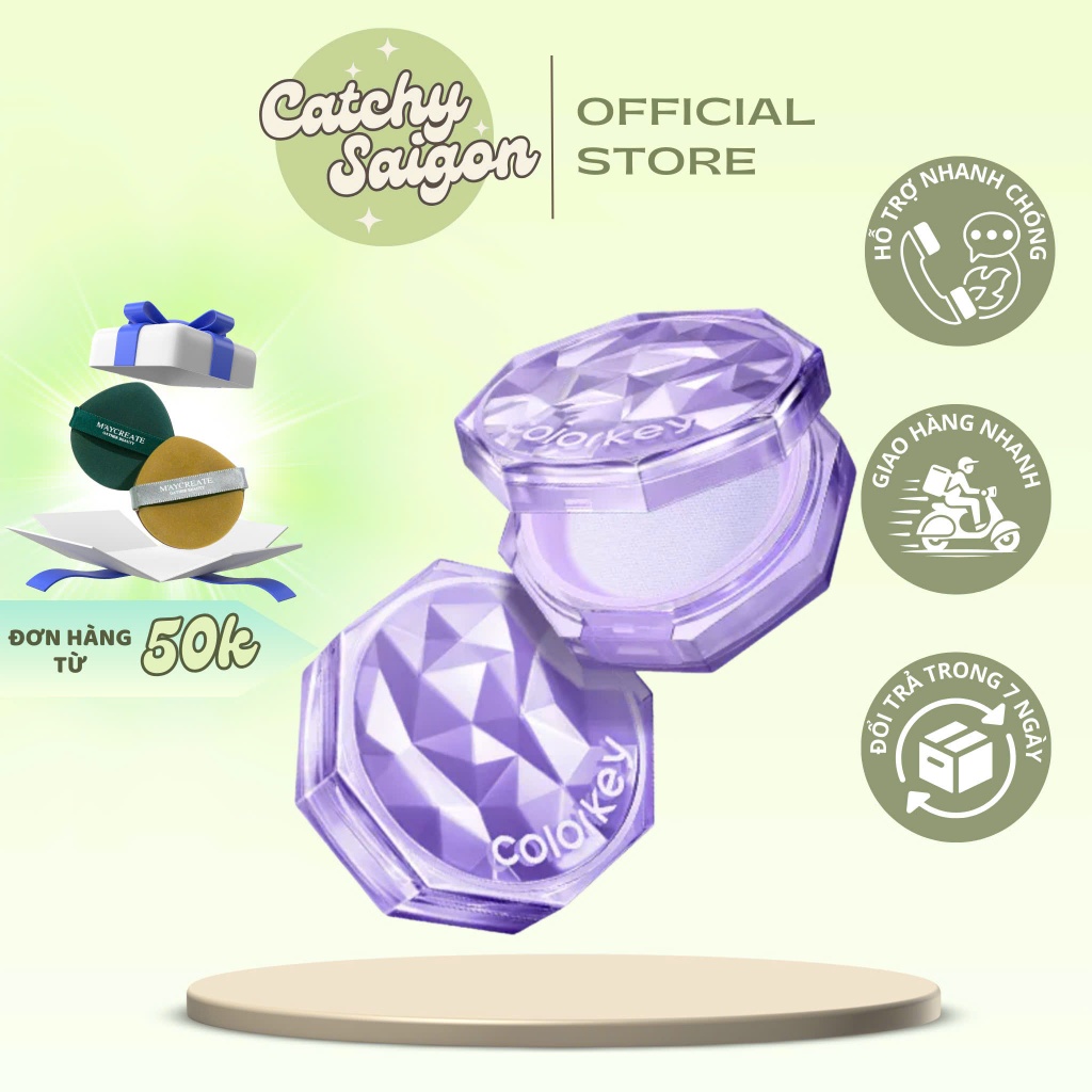 [COLORKEY] Phấn Phủ Bột Colorkey Phiên Bản Vỏ Tím Kiềm Dầu Lâu Trôi Tự Nhiên, 8g