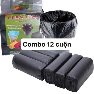 COMBO 12 Cuộn Túi Rác Đen Tự Phân Hủy Kích Thước 55x65cm