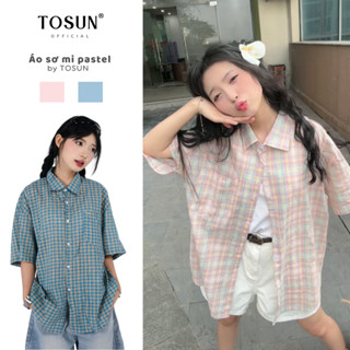Áo Sơ Mi Kẻ Caro Form Rộng Unisex Thêu Logo TOSUN Chất Cotton Năng Động Trẻ Trung M03