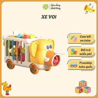 Đồ Chơi Bận Rộn Xe Voi Montessori Ahihi - Đồ chơi Giáo Dục Nhiều Màu Sắc Cho Bé