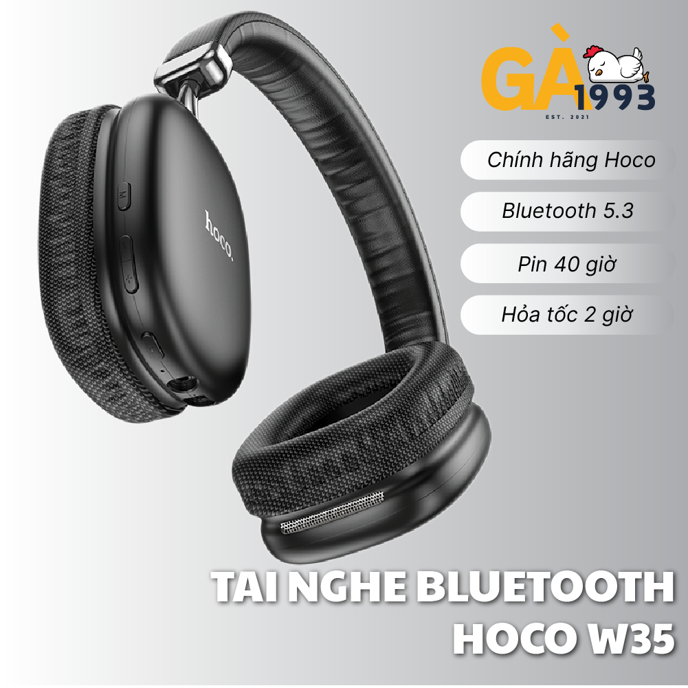 Tai Nghe Chụp Tai Hoco W35 Pin Siêu Trâu 40h, Bluetooth V5.3, Kiểu Dáng Sang Trọng - BABYCHICKENDECOR | BigBuy360 - bigbuy360.vn