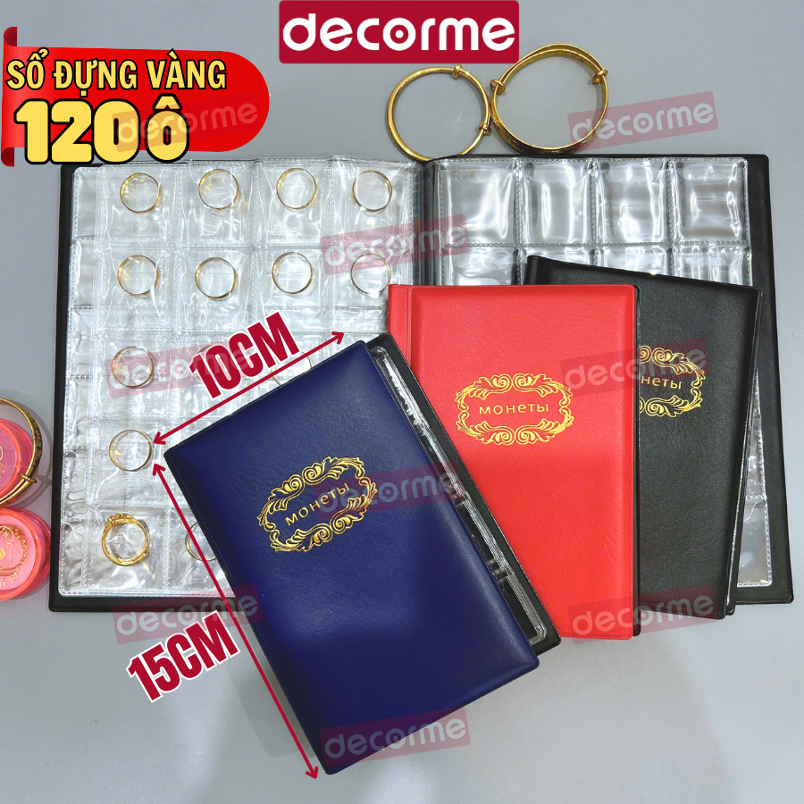 Sổ tay tiết kiệm đựng vàng nhẫn , Album tiền xu 120 túi Decorme sổ đựng vàng nhẫn, trang sức,album tiết kiệm