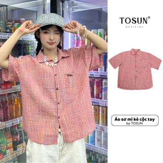 Áo Sơ Mi Kẻ TOSUN Cộc Tay Form Rộng Nam Nữ Unisex M11