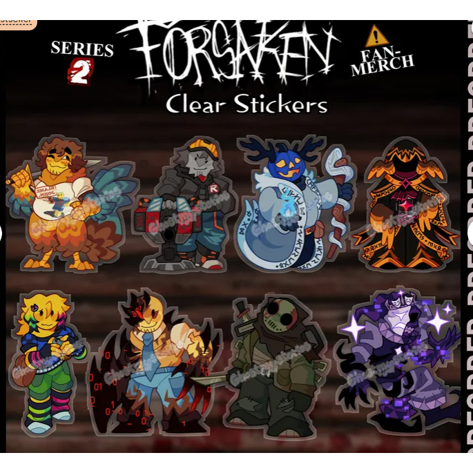 PREORDER FORSAKEN Series 2 - Stickers: Shedletsky, Builderman, Dusekkar, Taph, Noob, John Doe, Slash