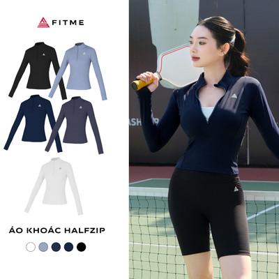 Áo tập gym yoga Fitme Cover23 halfzip dài tay chống tia UV SPF 50+ thoải mái form ôm body AKHZC