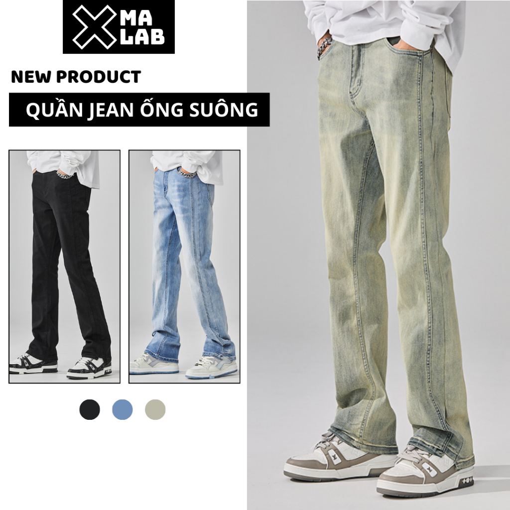 Quần jean nam ống loe nhẹ phủ giày XMALAB chất jean denim cao cấp co giãn phong cách thể thao B120