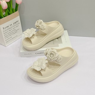  Dép Cross nữ 2 quai kèm set Hoa Trà dép quai ngang bánh mì đế độn 6cm mã 318 