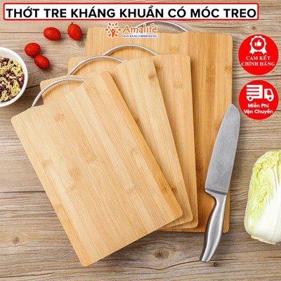 Thớt Gỗ Tre Nhà Bếp Có Khuy Treo Siêu Bền Đẹp – Thớt Gỗ Kháng Khuẩn Chống Nấm Mốc, Thớt Tre Kháng Khuẩn Amalife