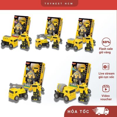 Đồ Chơi DUKA: Robot Biến Hình - Xe Trộn Bê Tông/ Xe Ben/ Xe Bồn/ Xe Xúc/ Xe Cẩu
