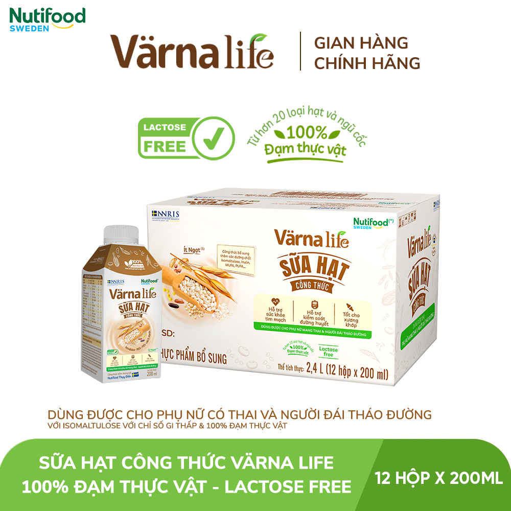 [LIVESTREAM HANNAH] Thùng 12 hộp Varna Life thực phẩm bổ sung sữa hạt công thức pha sẵn (12 hộp giấy