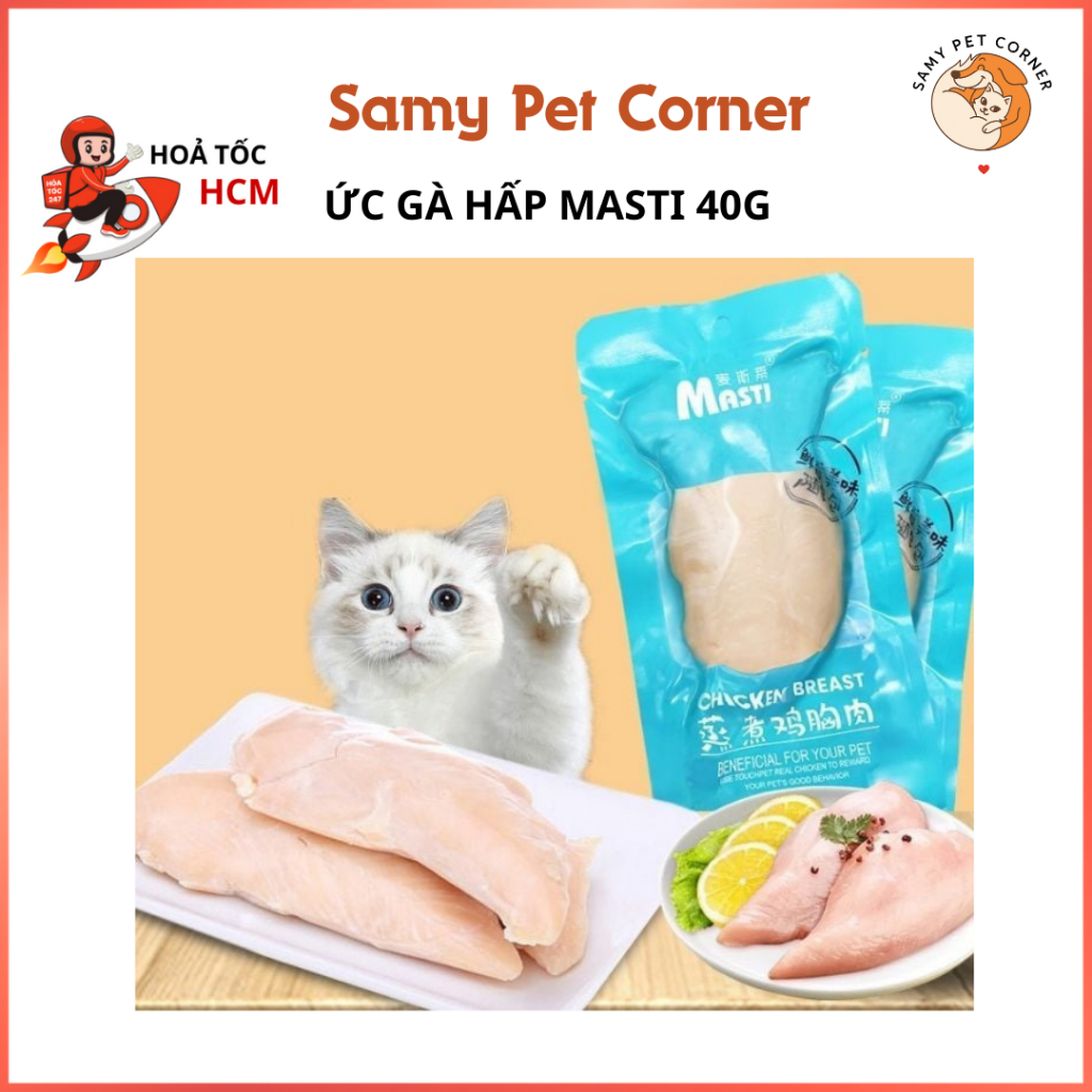 [Hoả Tốc 21H] Combo 20 gói Ức Gà Hấp MASTI 40G, Ức Gà Hấp Cho Chó Mèo, Ức Gà Masti | Ức Gà Hấp