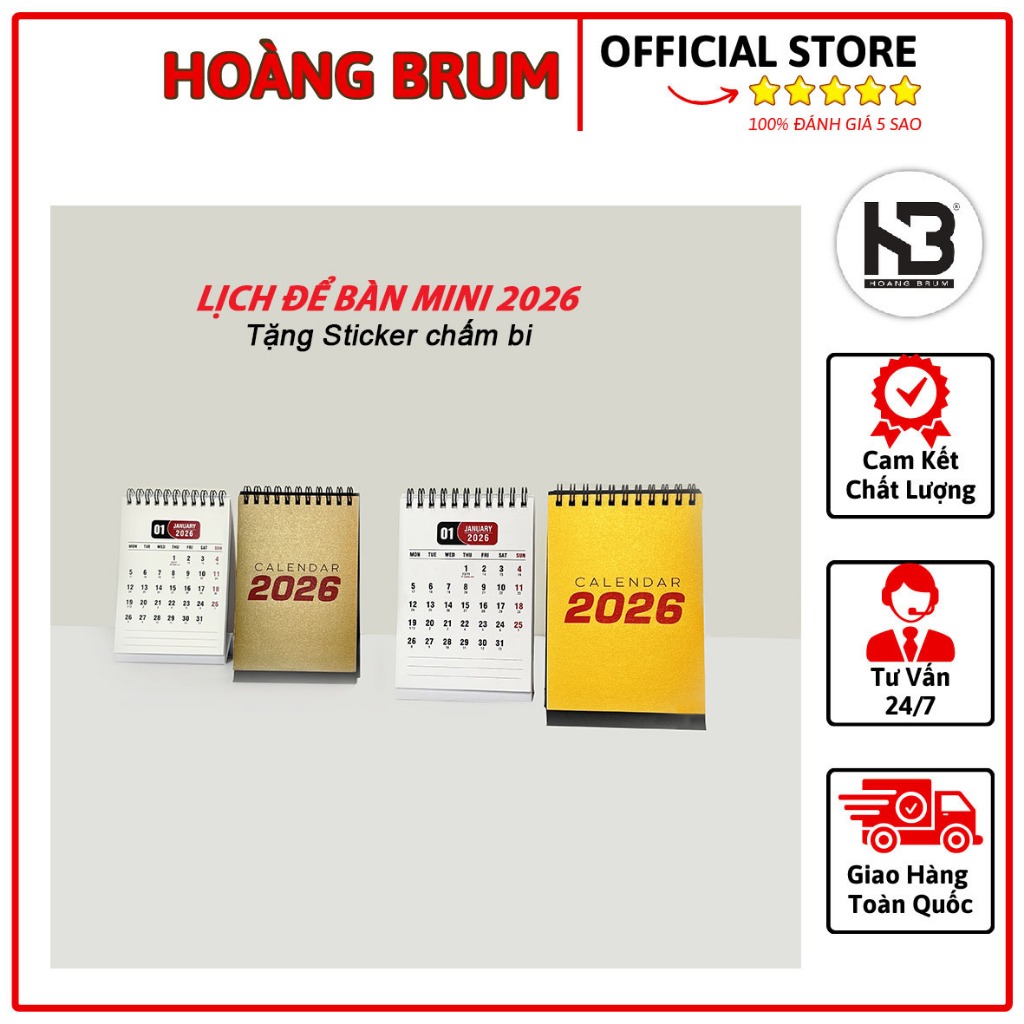 Lịch Để Bàn Mini 2025 Chữ A Khổ 10.5x15cm - Có Lịch Âm Dương - Tặng Sticker