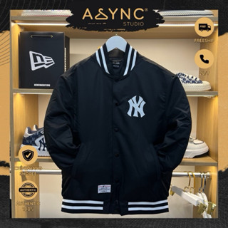(Auth) Áo Khoác Bomber New Era x MLB NY New York Basic Logo Thêu Vải Dù Lót Bông Màu Đen CODE: 13556435 | Async Studio