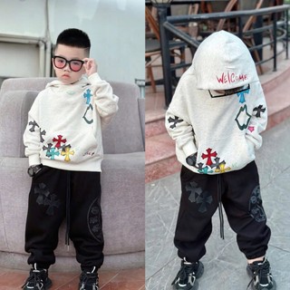  Bộ quần áo nỉ hoodie thu đông cho bé trai hình chôm hít welcome set áo nỉ mũ quần jogger trẻ em,TPKIDS. M870  