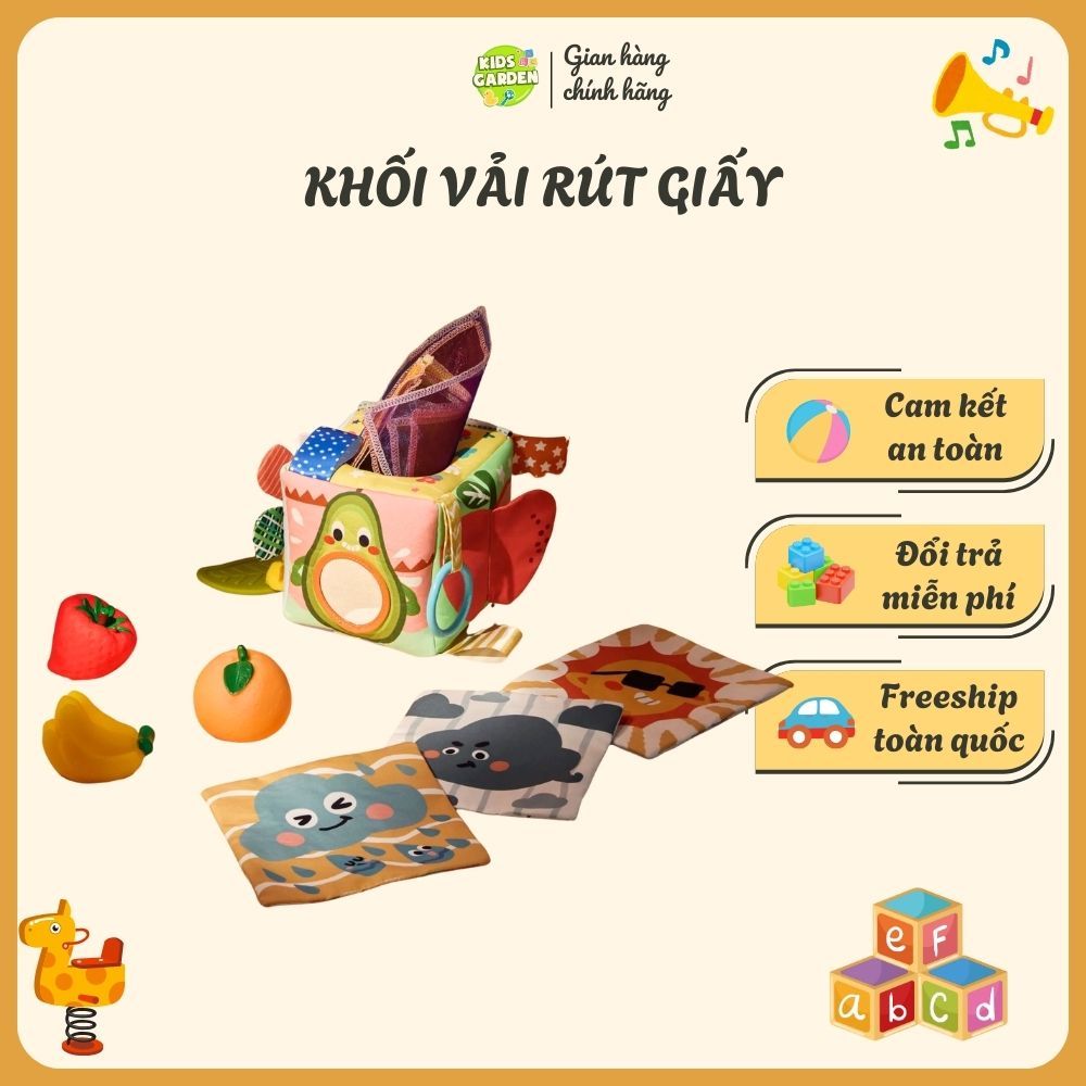 Đồ Chơi Hộp Vải Rút Giấy Ahihi - Đồ Chơi Phát Triển Giác Quan Cho Bé