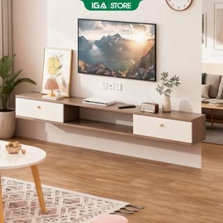 Kệ tivi treo tường 2 ngăn kéo vân gỗ sồi hiện đại phòng khách thương hiệu IGA - GP188