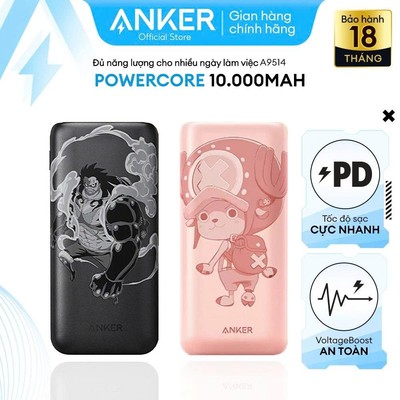 Sạc Dự Phòng ANKER PowerCore 10K mAh PD REDUX ONE PIECE EDITION, 1 Cổng USB-C và 1 Cổng USB-A Sạc Nhanh 22- A9514