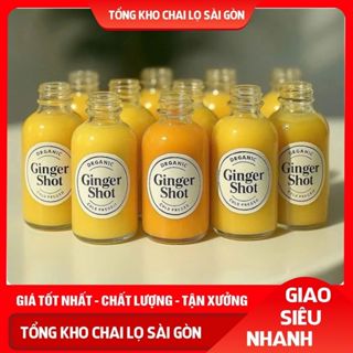 (COMBO) 20-50-100 Chai Thủy Tinh 30ml Trong Suốt Nắp Nhựa Đựng Ginger Shot Nước Ép Gừng Healthy