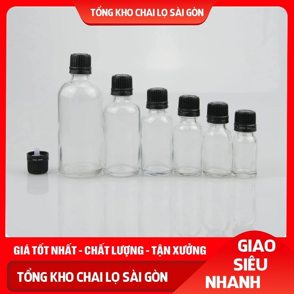(COMBO) Chai Thủy Tinh 30ml Trong Suốt Nắp Nhựa Đựng Ginger Shot Nước Ép Gừng Mỹ Phẩm