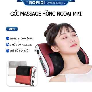  Gối Massage Hồng Ngoại Bomidi MP1- 20 Bi Trị Liệu  Mát Xa Cổ Lưng Vai Gáy  3 chế độ 