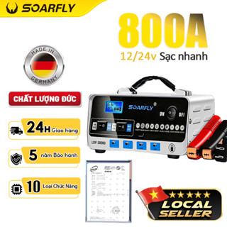 SOARFLY【800A Nâng Cấp Sạc bình ắc quy ô tô xe máy 12V 24V Bộ Sạc Nhanh Ắc Quy Chính Hãng cho Ô Tô, Xe Máy Phụ Kiện Bình