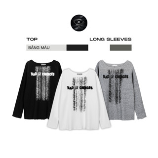  Bad Choices | Áo thun tay dài vải Tổ ong in hình form rộng 