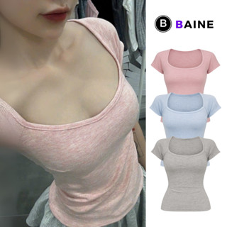 [Bản Mới] Áo Thun Cúp TAY NGẮN CỔ VUÔNG DÁNG DÀI Chất Nhung Ôm Gọn DD63, Áo Babytee Kiểu Nữ Tôn Dáng Nhiều Màu BAINE