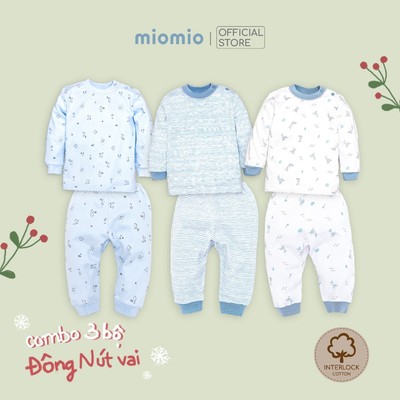 Combo 3 Bộ Quần Áo Nút Vai Thu Đông MIOMIO, Cho Bé Trai, Bé Gái (Từ 6 - 24 Tháng), Vải Cotton