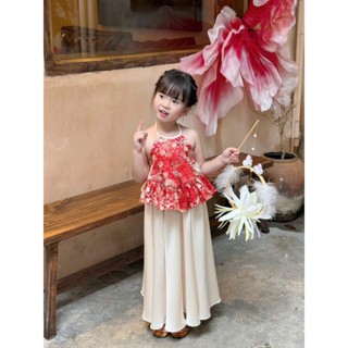 Set Yếm Gấm Hoa Trung thu 2025 kèm váy cho bé gái 8-18kg Vivi Baby