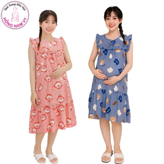  Đầm bầu và sau sinh HỒNG NAM VY tay cánh tiên tole lanh 2 da loại 1 