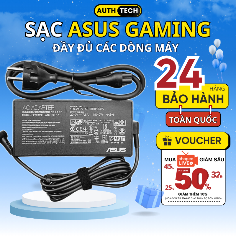 Sạc Laptop Asus Gaming 120W/150W Chân Kim, Sạc Asus TUF Gaming Rog Strix Zephyrus Mothership