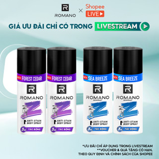 Combo 2 Xịt khử mùi toàn thân cho nam Romano ngăn vệt ố vàng Genz / ngăn mô hôi ( 140ml / 150ml x 2 ) - Live